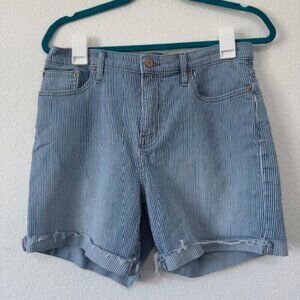 Calvin Klein High Rise Jean Shorts Womens Size 10 Railroad Stripe‎ EUC